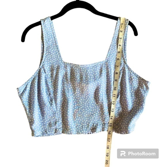 Thread & Supply Periwinkle Dot Print Cropped Tank | M - Picture 3 of 5